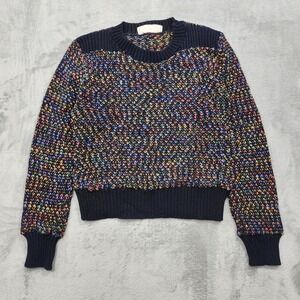 Vintage Toppers Sweater Womens S Black Rainbow Marled‎ Knit Crew Neck Pullover